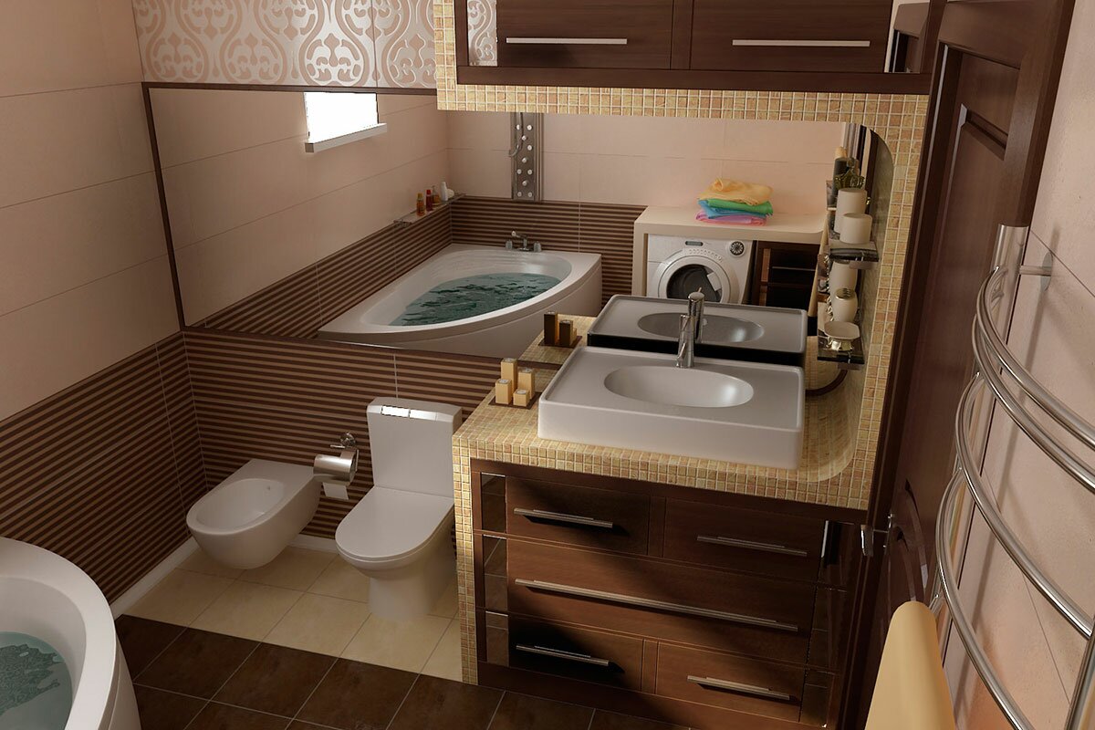 Дизайн интерьера ванной комнаты. Современный стиль Коричневая ванная bathroom АБВ интериорс ABV Interiors Артем Болдырев
