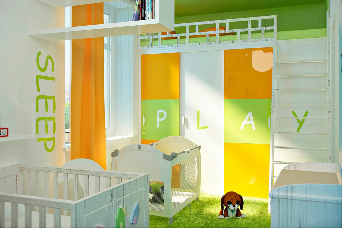 Дизайн интерьера детской комнаты в современном стиле АБВ интериорс ABV Interiors Артем Болдырев